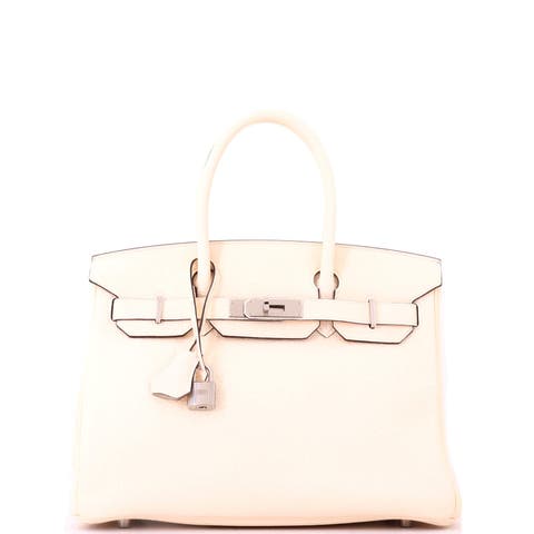 Birkin Handbag Light Clemence with Palladium Hardware 30