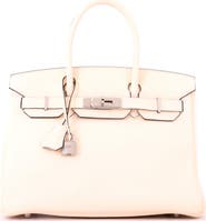 Pre-Owned Hermes Birkin Handbag Light Clemence with Palladium Hardware 30