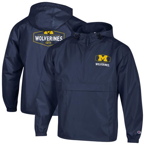 Men's Champion Navy Michigan Wolverines Delay Packable Half-Zip Jacket
