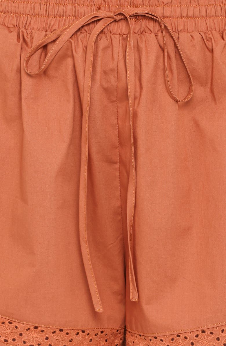 Petal & Pup Austin Cotton Drawstring Shorts, Alternate, color, Rust