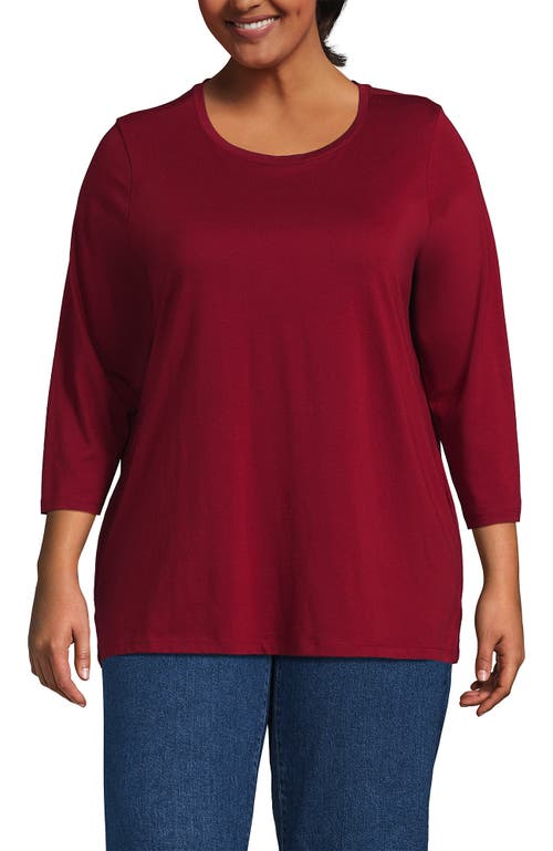 Lands' End 3/4 Sleeve Cotton Supima Tunic In Burgundy
