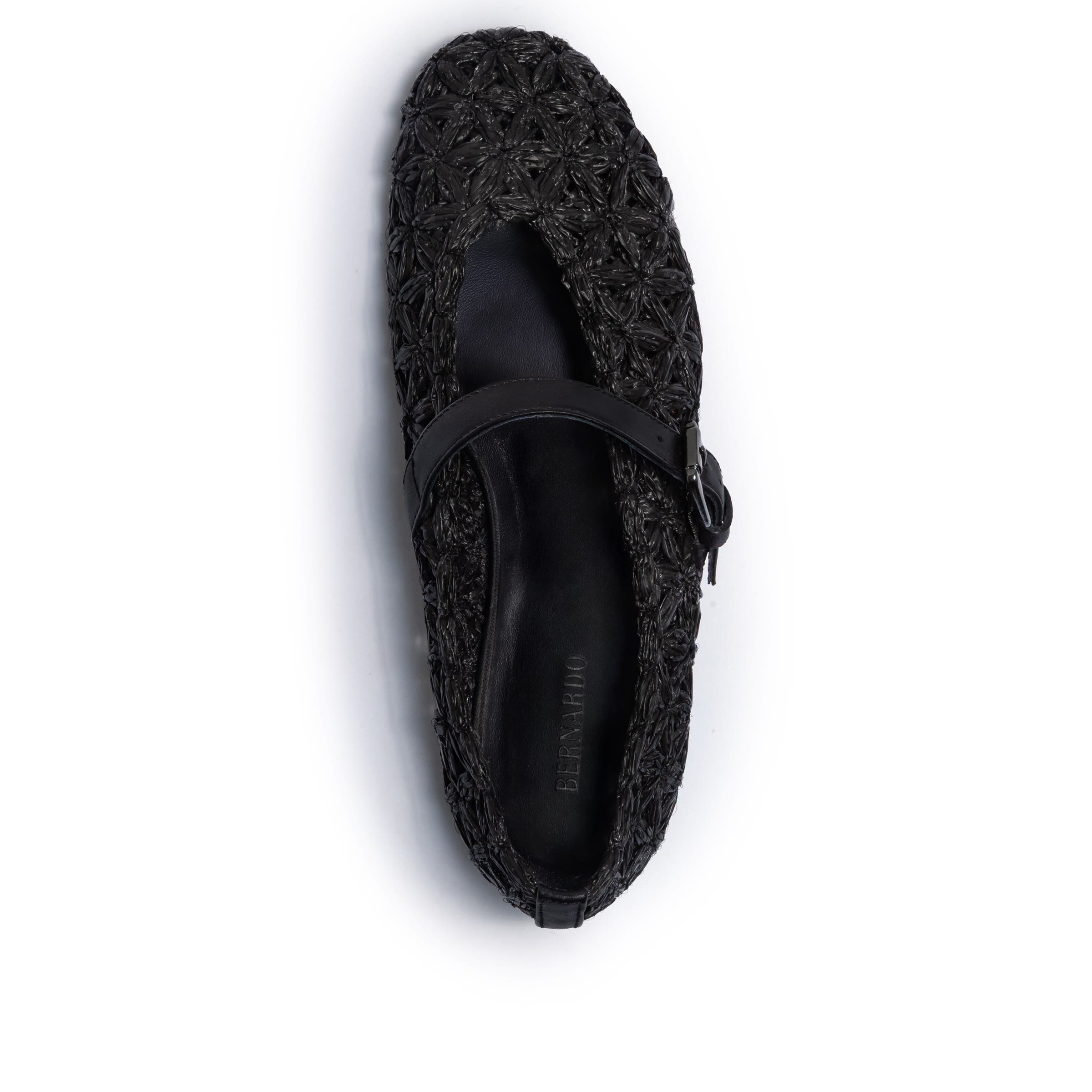 Bernardo Footwear Borden Raffia Mary Jane Flat, Alternate, color, Black