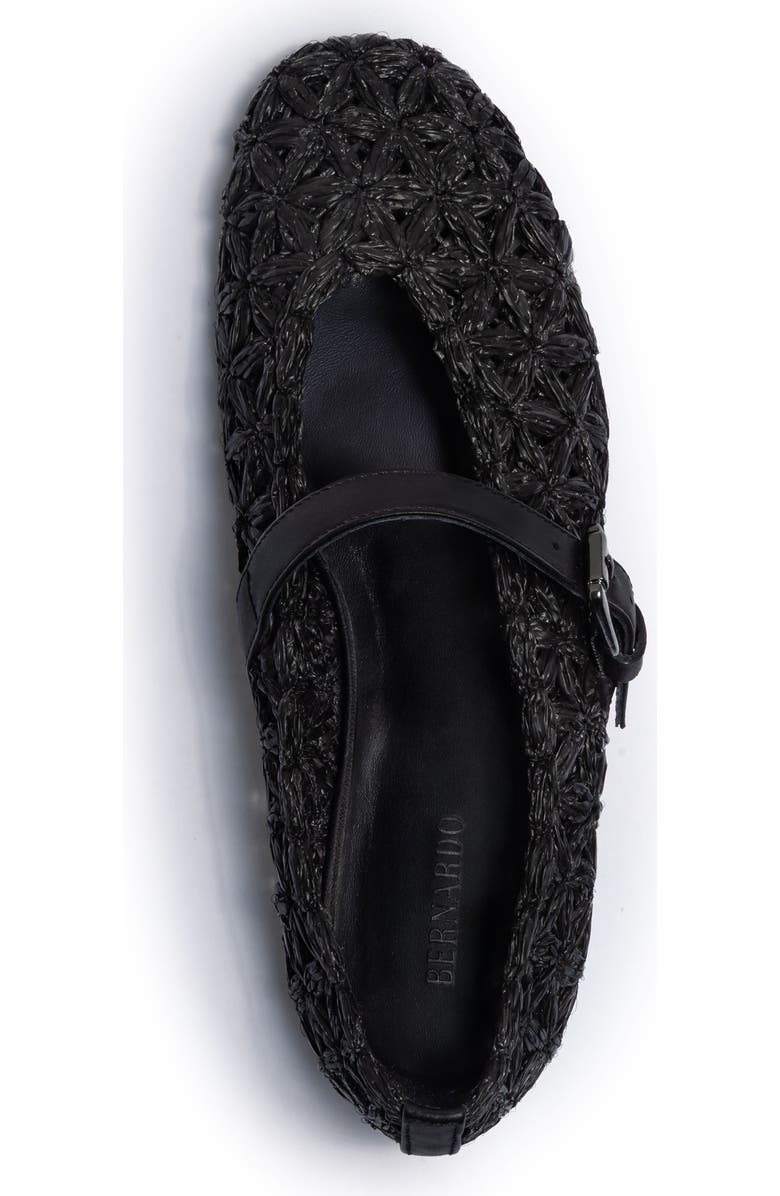 Bernardo Footwear Borden Raffia Mary Jane Flat, Alternate, color, Black