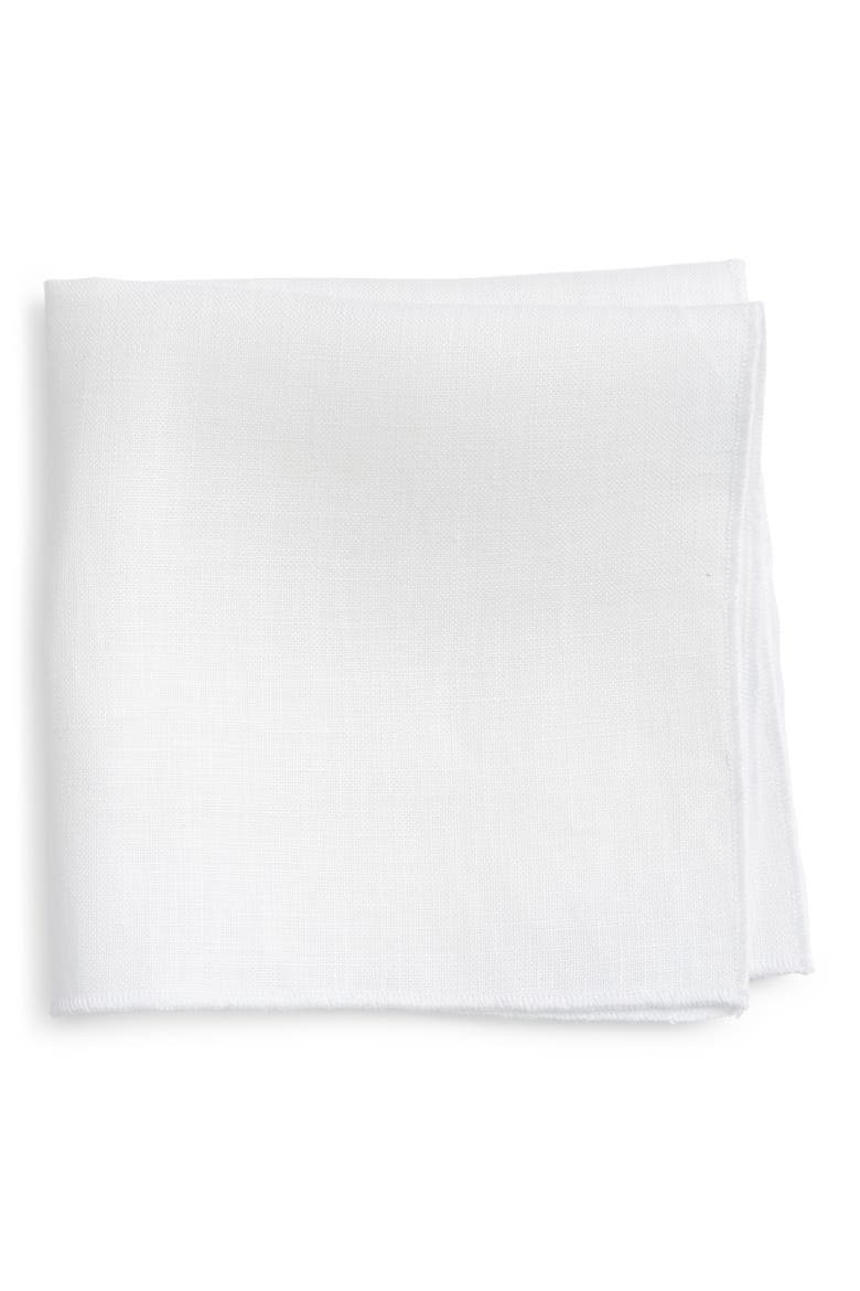 Linen Pocket Square, Main, color, WHITE