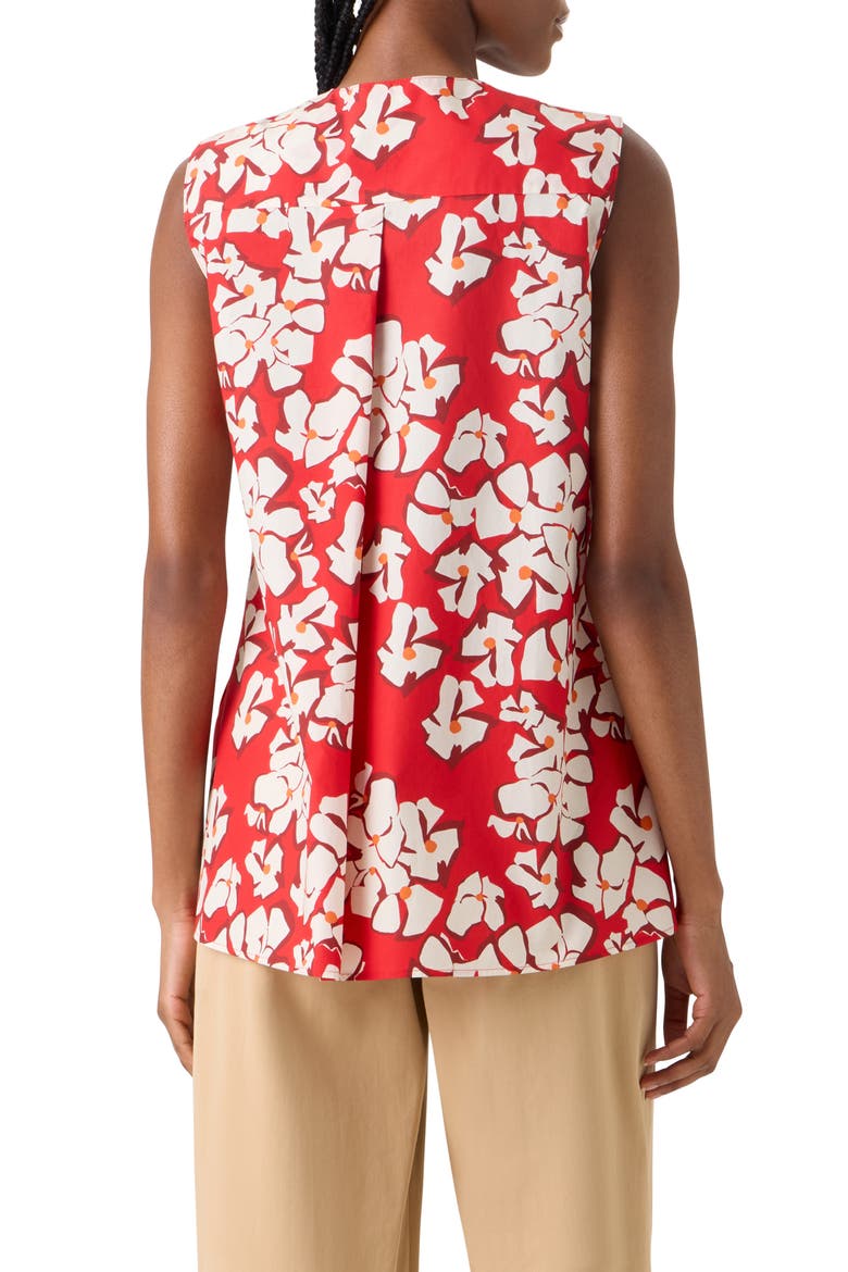 Papercut Floral Sleeveless Cotton Shirt, Alternate, color, RED-CREAM