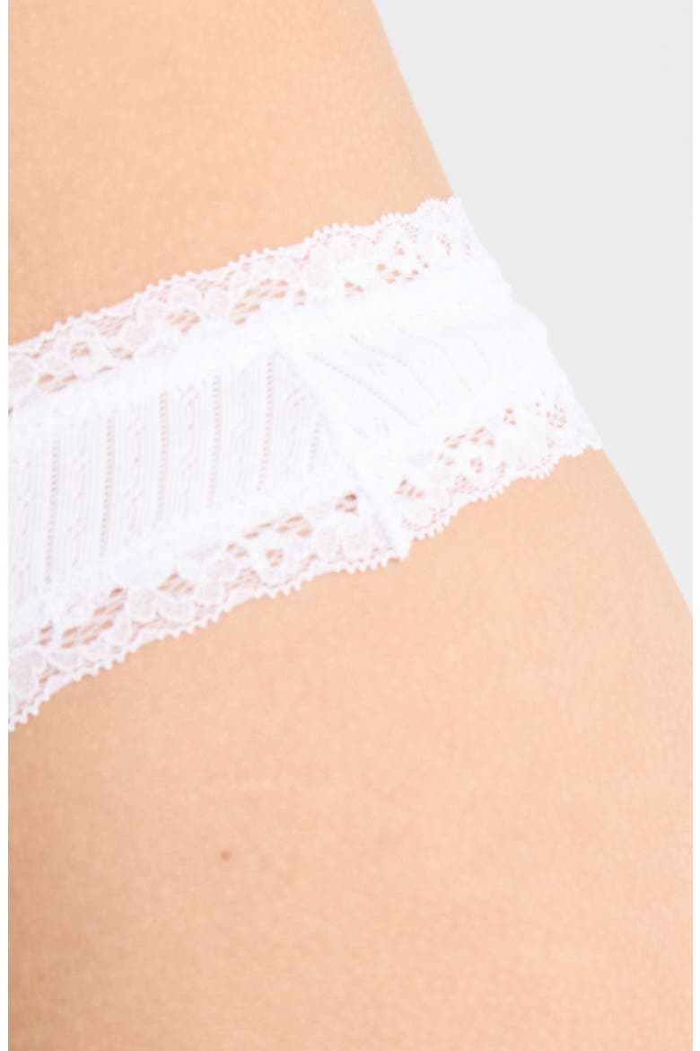 Lightweight Stretch Cotton Pointelle Thong, Alternate, color, SNOW