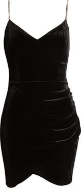 Jump Apparel Embellished Strap Velvet Minidress
