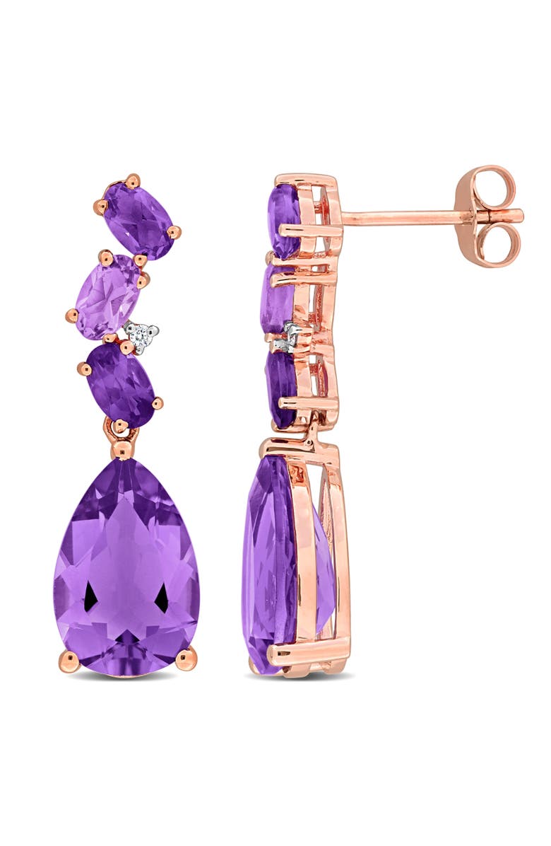 Julianna B. Amethyst & Diamond Drop Earrings 10k, Main, color, Amethyst