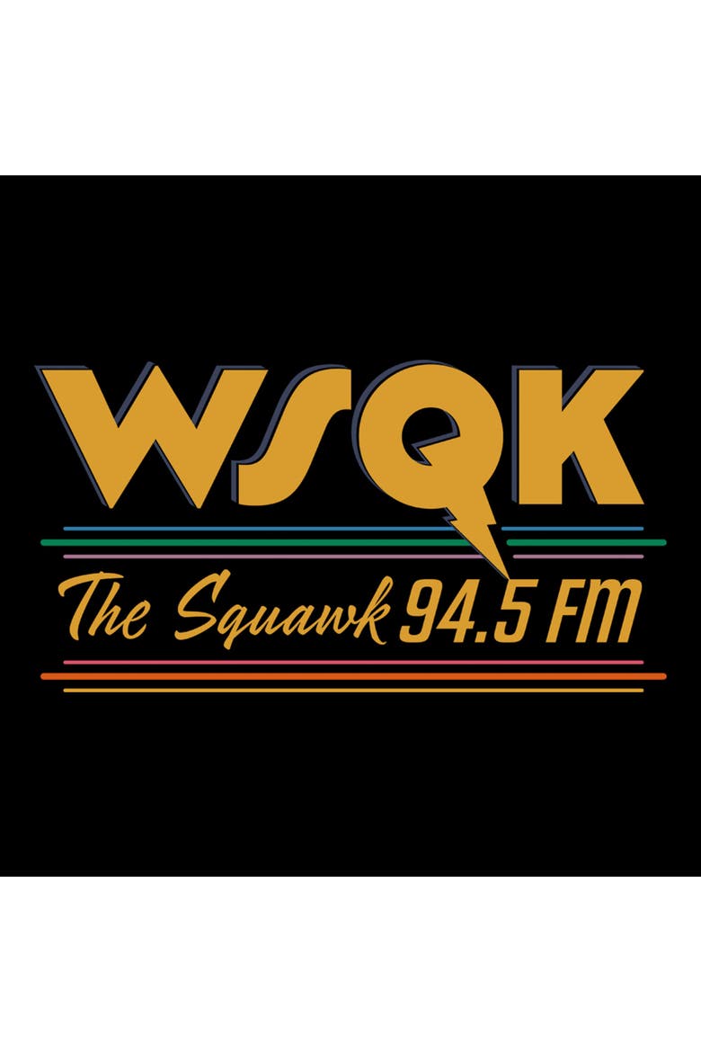 Men's Stranger Things Retro Radio The Squawk WSQK 94.5 FM Stripes  Graphic T-Shirt, Alternate, color, Black