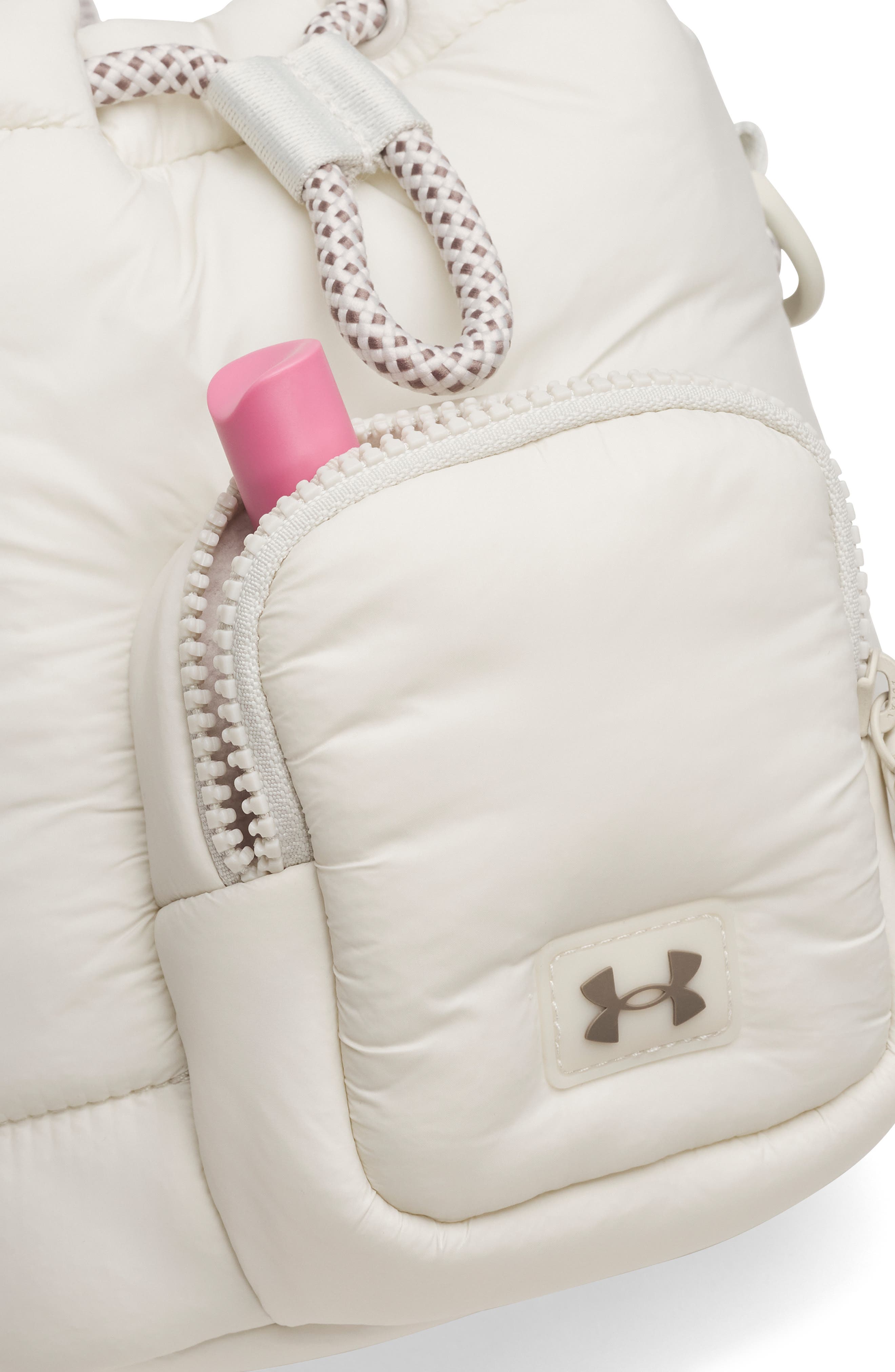 UA Studio Water Resistant Puffer Bucket Bag, Alternate, color, SUMMIT WHITE