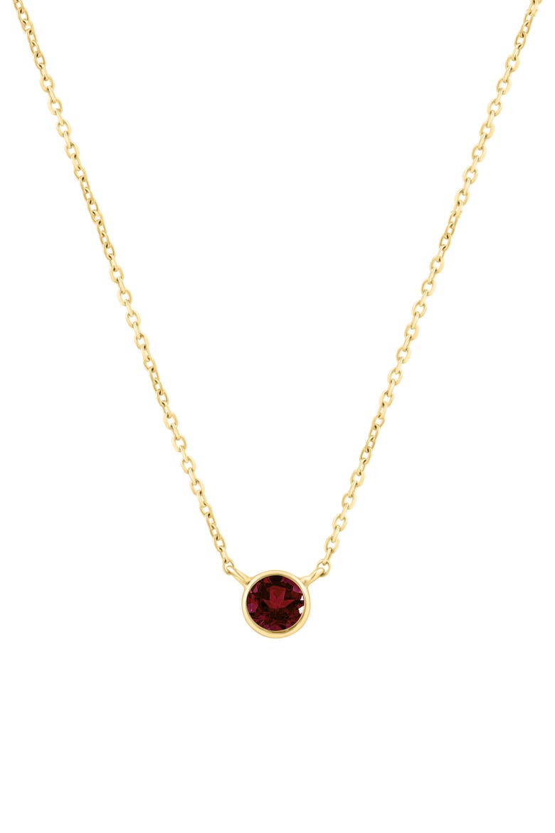 18k Gold Plated Sterling Silver Garnet Pendant Necklace, Main, color, RED