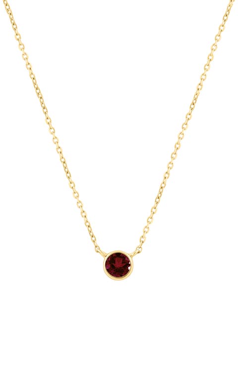 18k Gold Plated Sterling Silver Garnet Pendant Necklace