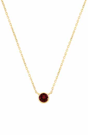 18k Gold Plated Sterling Silver Garnet Pendant Necklace