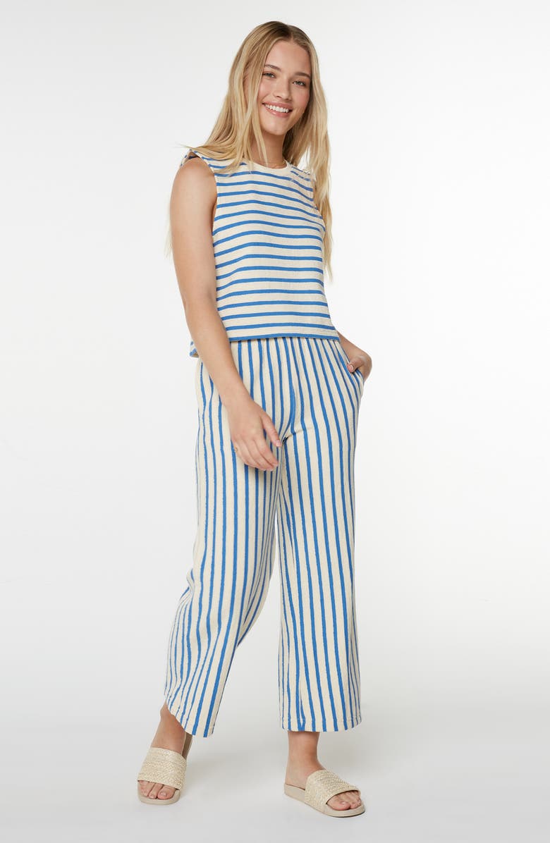 Roxy Java Stripe Cotton Terry Pants, Alternate, color, Star Sapphire
