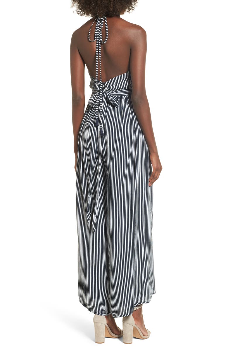 Faithfull the Brand Riley Stripe Halter Jumpsuit, Alternate, color,