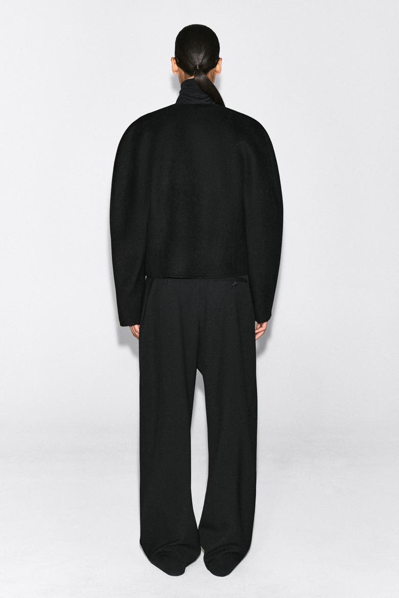 Cropped Double-faced Wool-blend Blazer, Alternate, color, BLACK