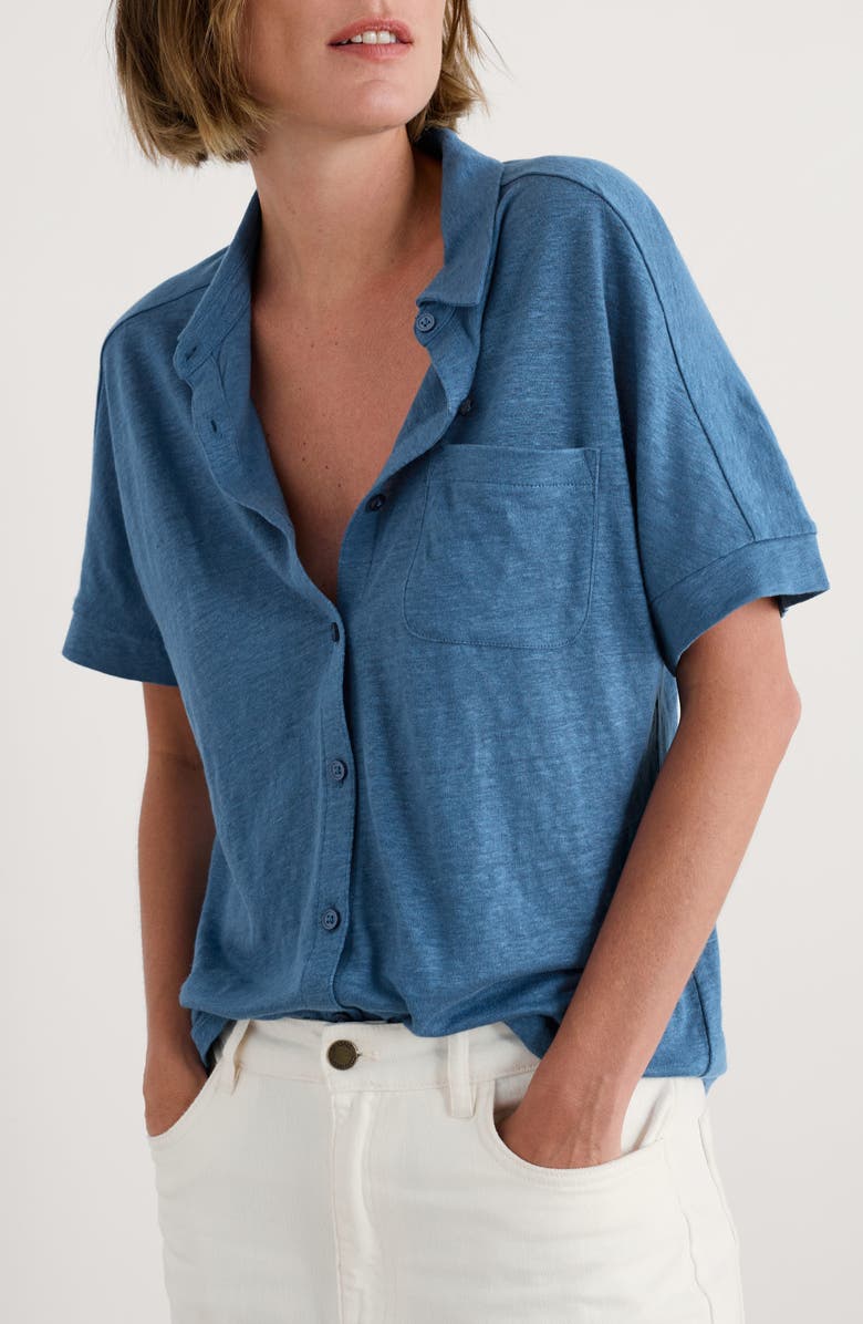 Seasalt Cornwall Parsley Fern Linen Button-Up Shirt, Main, color,