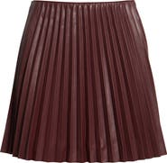 Open Edit Pleated Faux Leather Miniskirt