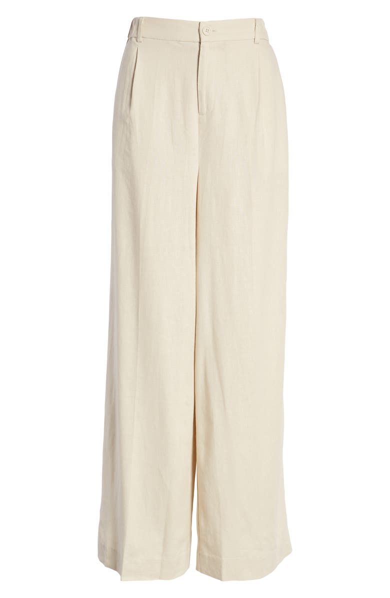 Open Edit Wide Leg Linen Blend Pants, Alternate, color,