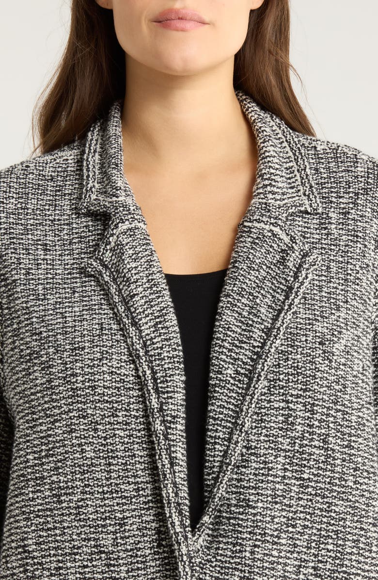 Eileen Fisher Notch Collar Organic Cotton Blend Jacket, Alternate, color, Black/ Soft White