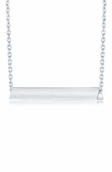 BLING JEWELRY Sterling Silver Horizontal Bar Pendant Necklace