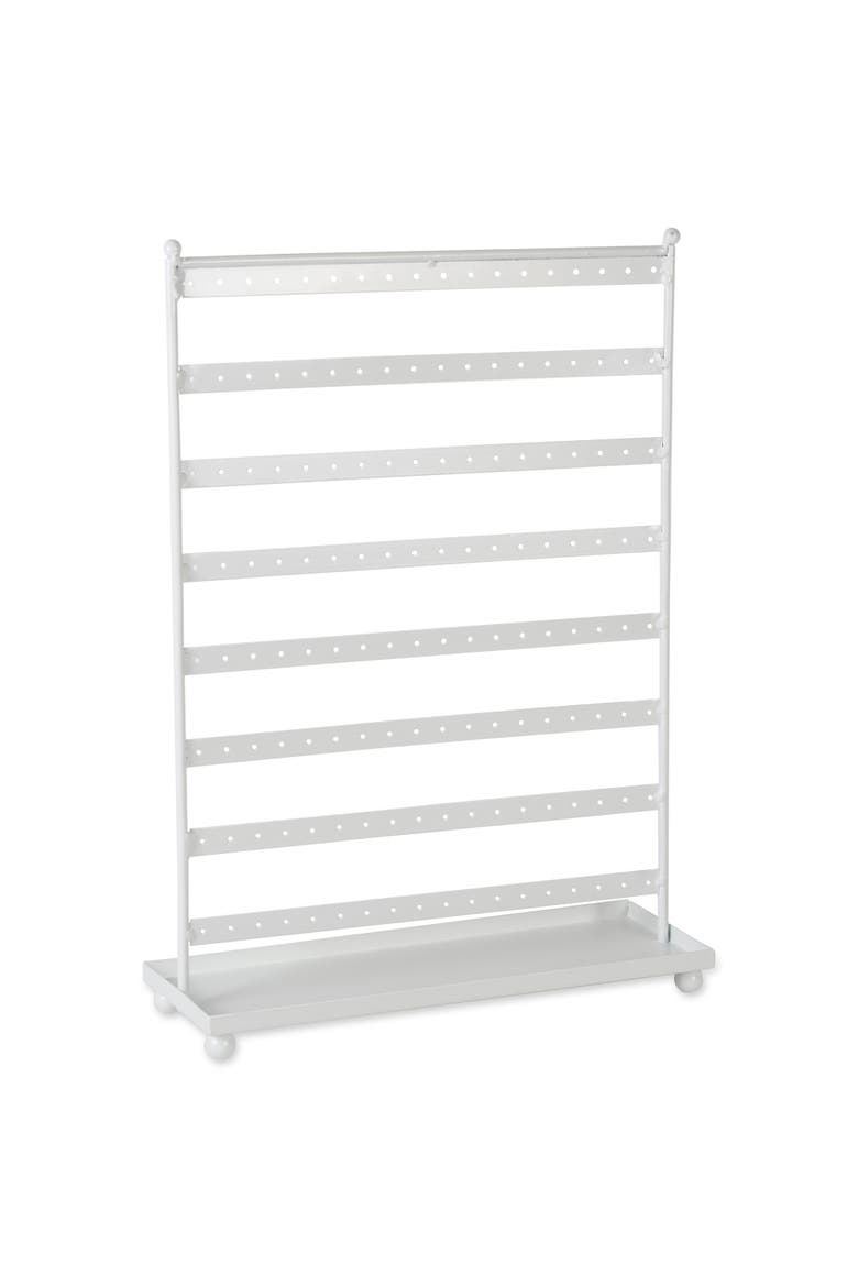 Metal Earring Stand with Tray, Main, color, White