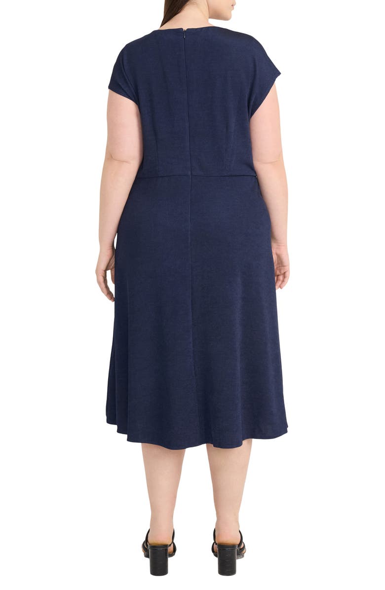 Maggy London Draped Bodice Midi Dress, Alternate, color, Navy Blue