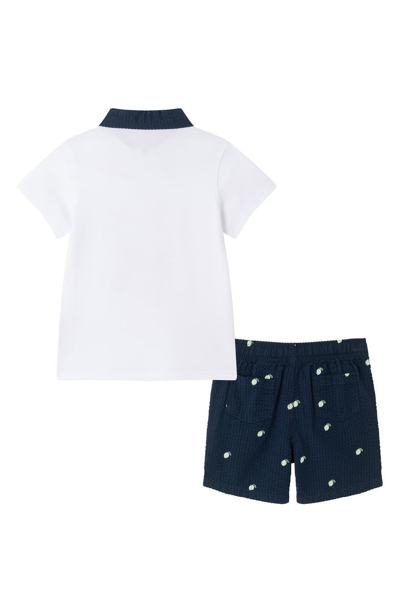 Andy & Evan Kids' Piqué Polo & Drawstring Seersucker Shorts Set, Alternate, color, White