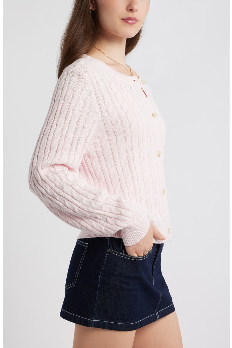 Button Front Cotton Blend Cardigan, Alternate, color, PINK PRIMROSE