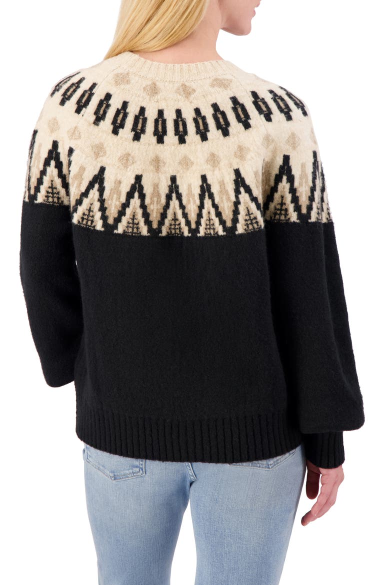 Fair Isle Crew Sweater, Alternate, color, BLACK COMBO