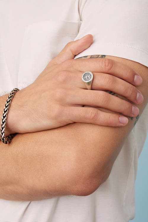 Shop Oradina Mens Guardian Signet Ring In Silver