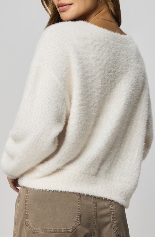 Splendid Fallon Fuzzy Crewneck Sweater In White