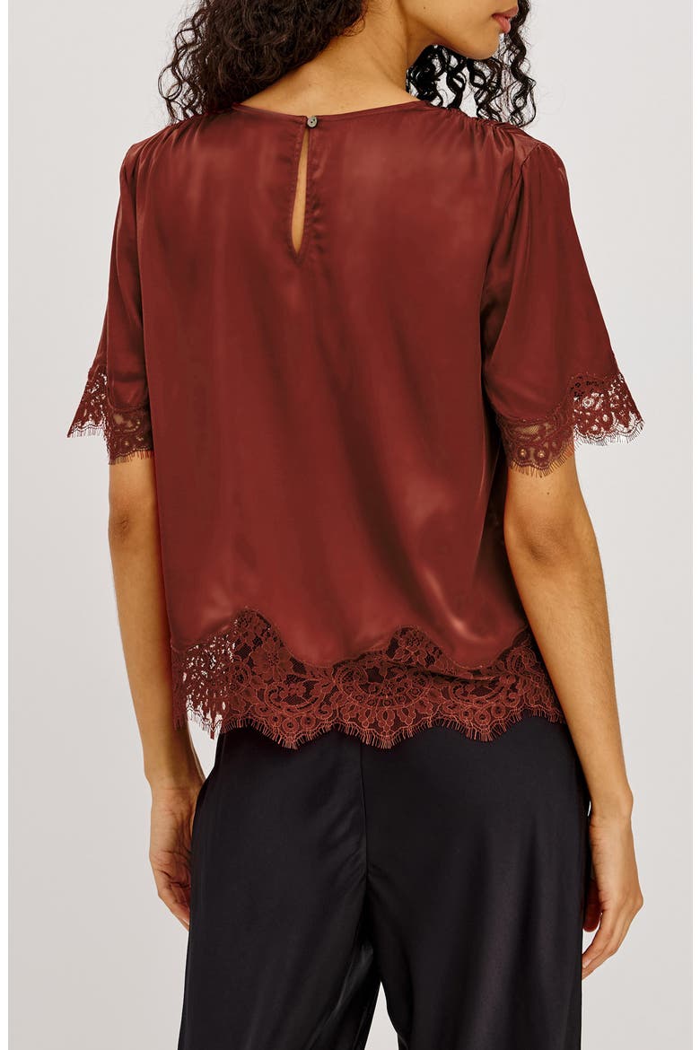 Sonora Lace Trim Satin Top, Alternate, color, CRIMSON