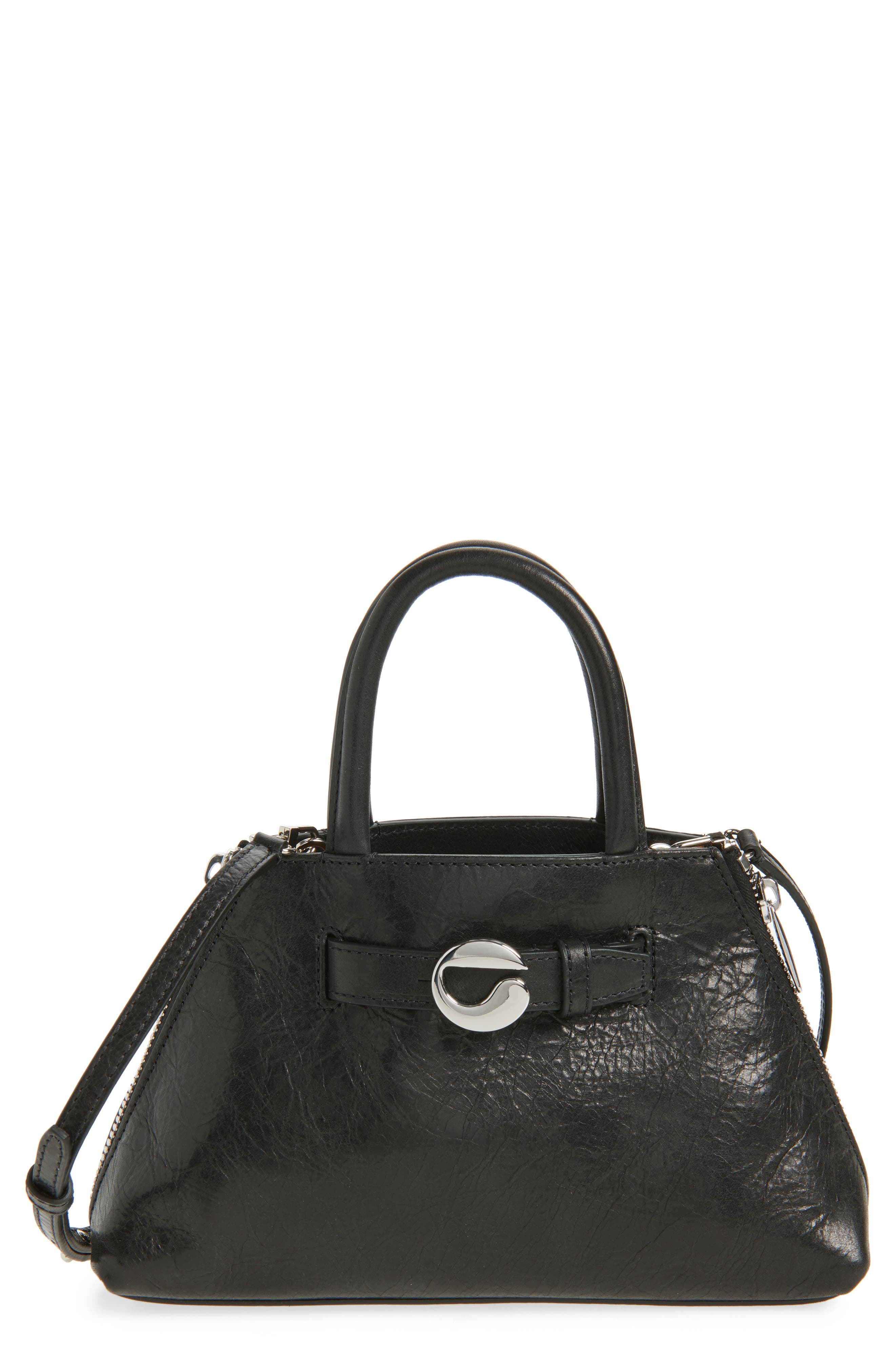 Coperni Mini Data Leather Top Handle Bag, Main, color, Blk Black