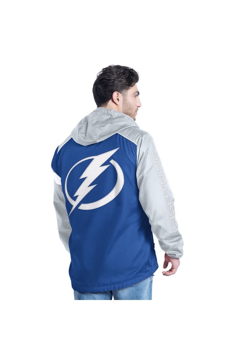 Men's G-III Sports by Carl Banks Blue/Gray Tampa Bay Lightning Lateral Half-Zip Hoodie Jacket, Alternate, color, Blue