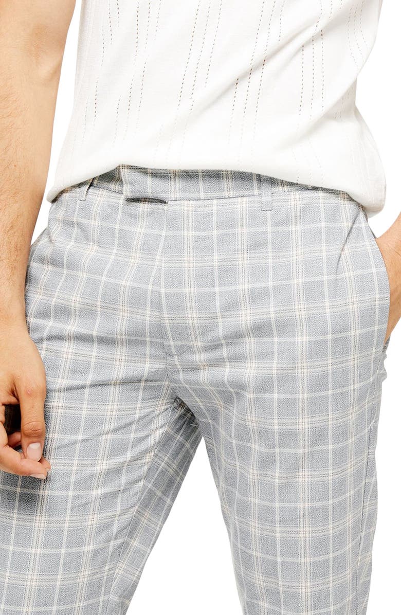 Topman Myth Check Skinny Fit Dress Pants, Alternate, color, 