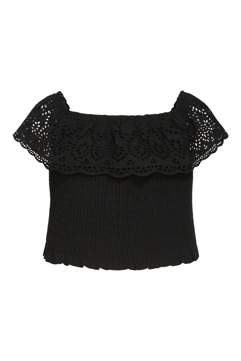 Jayde Eyelet Overlay Top, Alternate, color, BLACK