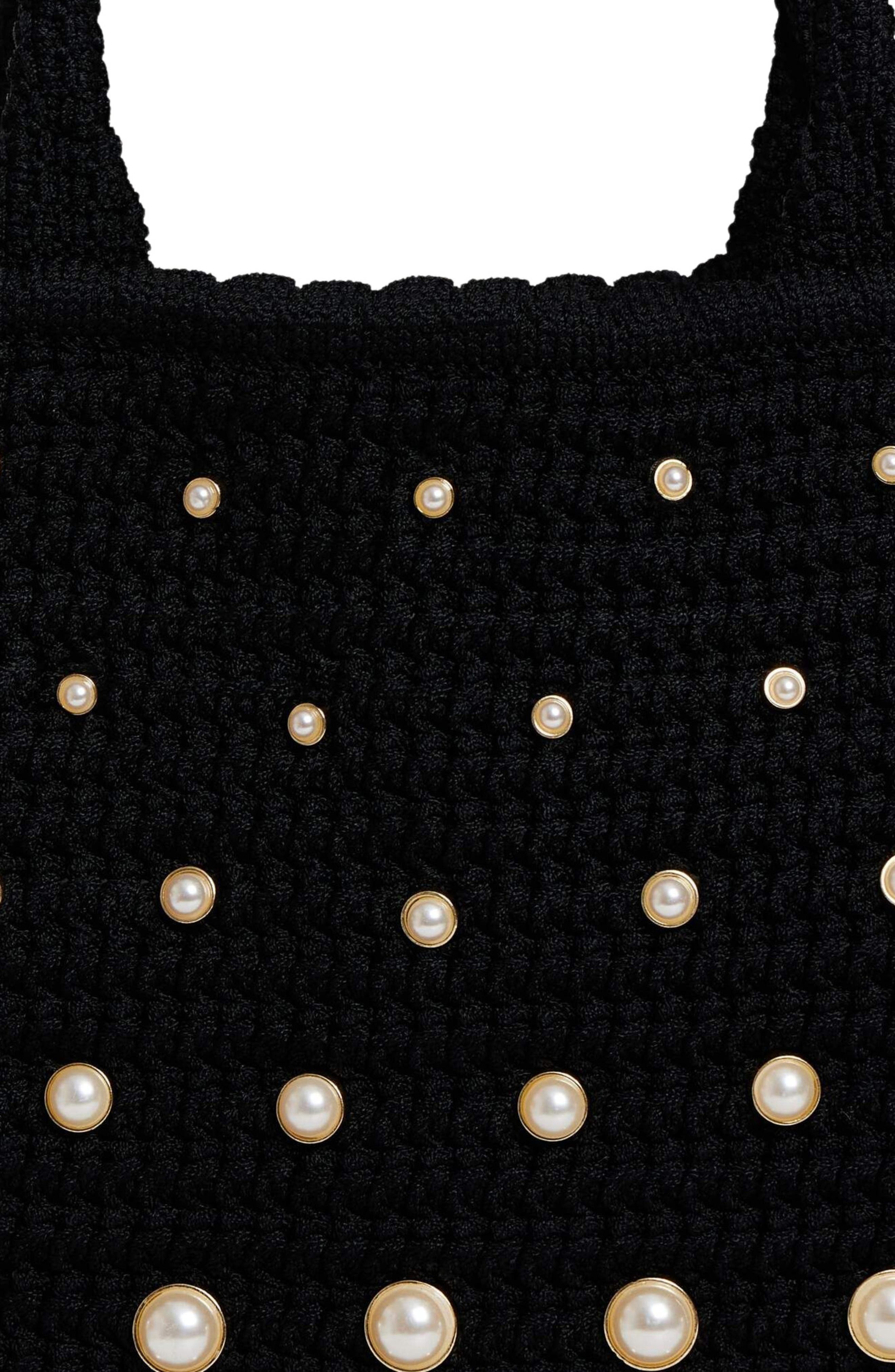 SANDRO Beaded crochet bag, Alternate, color, Black