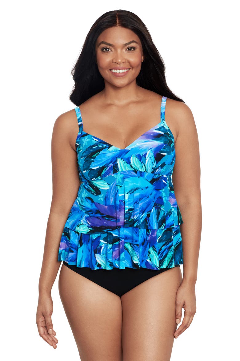Rylee V-Neck Tankini Swimsuit Top, Main, color, Swaying Tropics