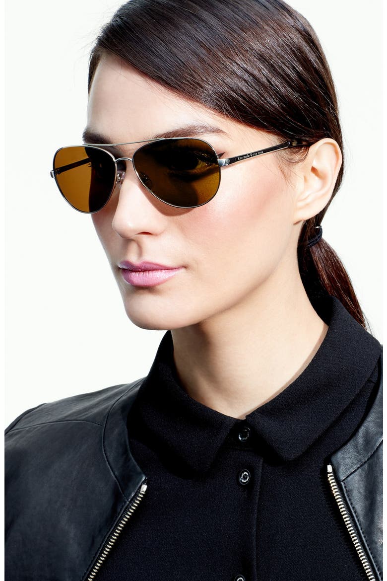 'avaline' 58mm polarized aviator sunglasses (Nordstrom Exclusive), Alternate, color, SILVER