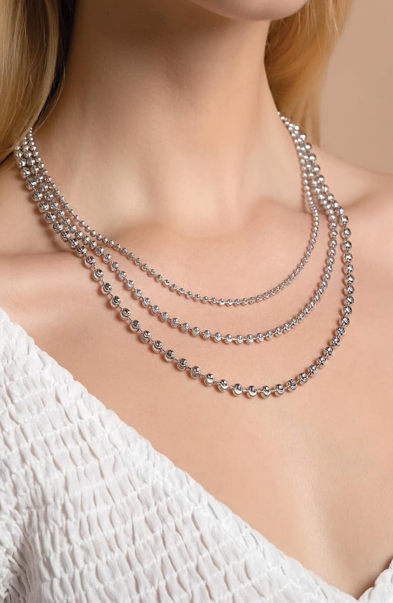 BEST SILVER Sterling Silver Moon Ball Chain Necklace, Alternate, color, Silver