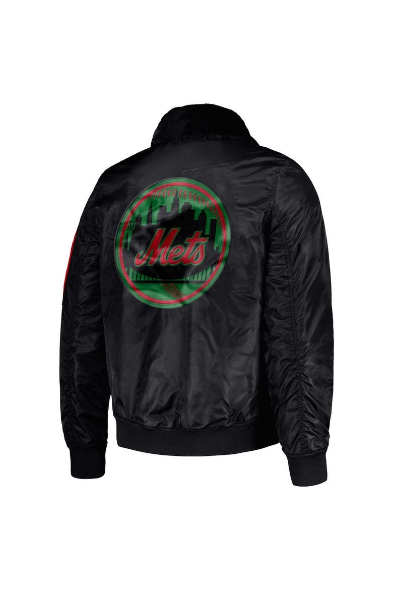 Men's Starter x Ty Mopkins Black New York Mets Black History Month Satin Full-Zip Jacket, Alternate, color, Black