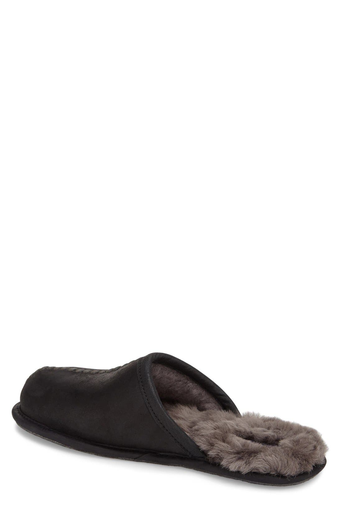 Scuff - Deco Genuine Shearling Slipper, Alternate, color, BLACK