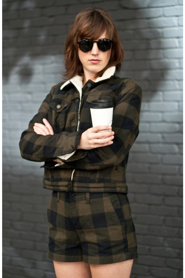 'The Fleece' Denim Jacket, Alternate, color, ARMY PLAID