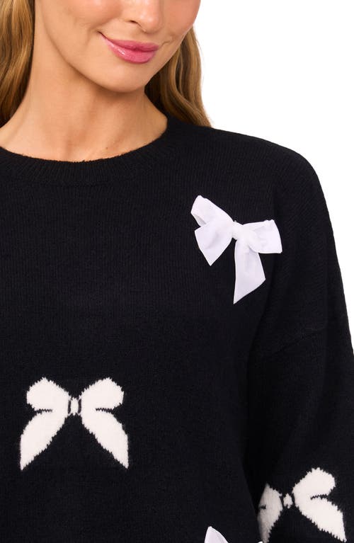 Cece Bow Crewneck Sweater In Black