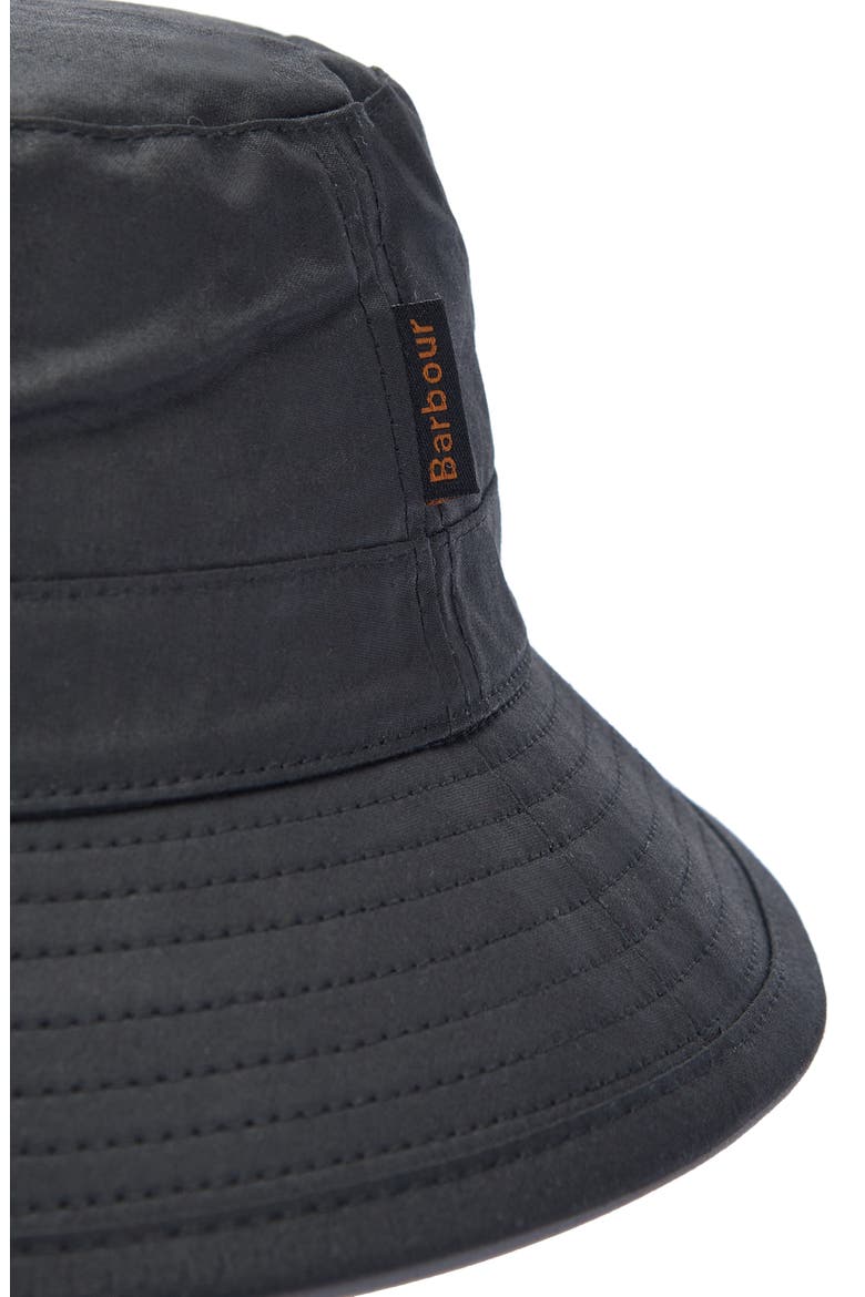 Waxed Cotton Bucket Hat, Alternate, color, BLACK