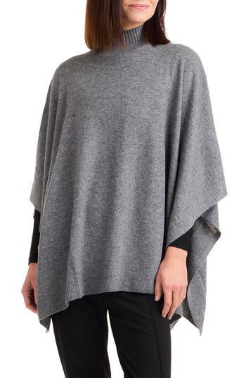 Bruno Magli Turtleneck Wool & Cashmere Poncho In Gray