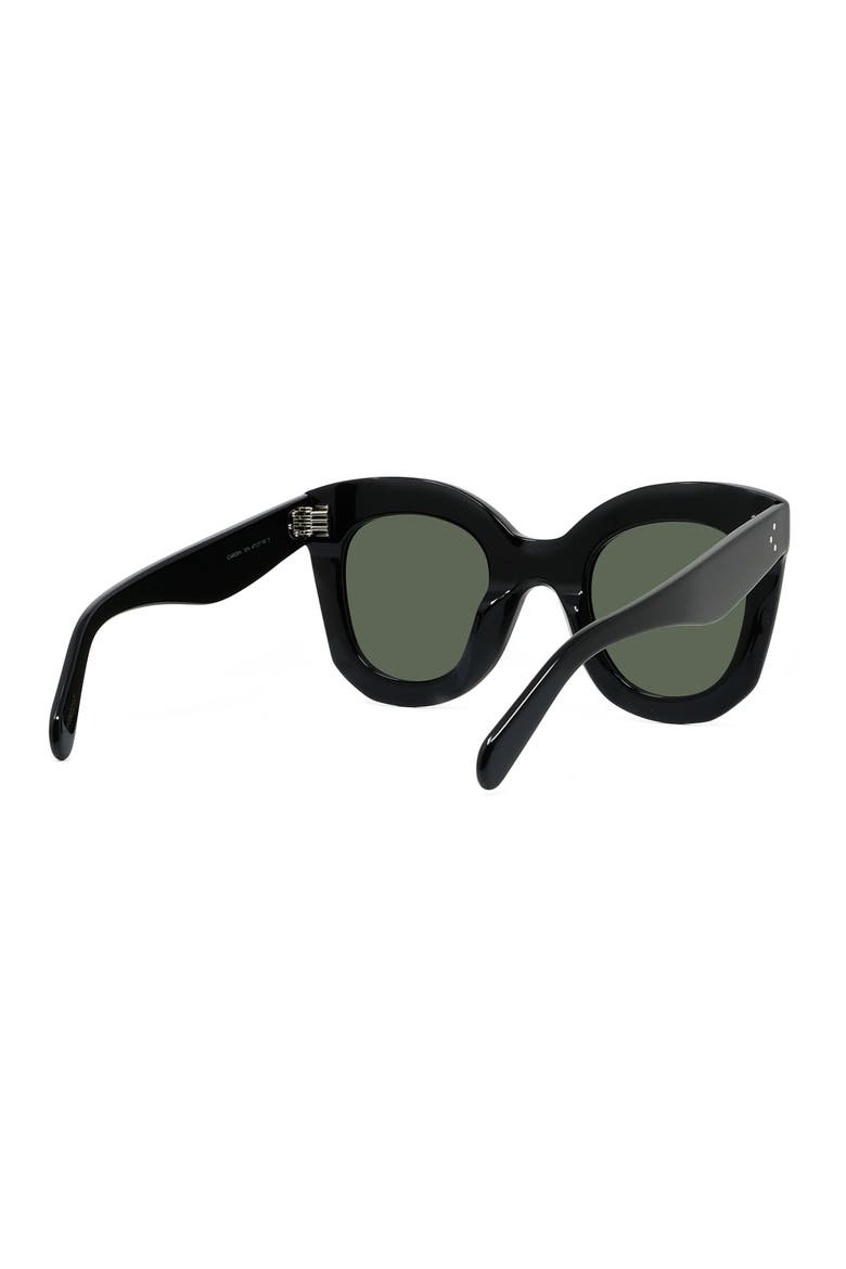 Special Fit 49mm Small Cat Eye Sunglasses, Alternate, color, BLACK/ GREEN