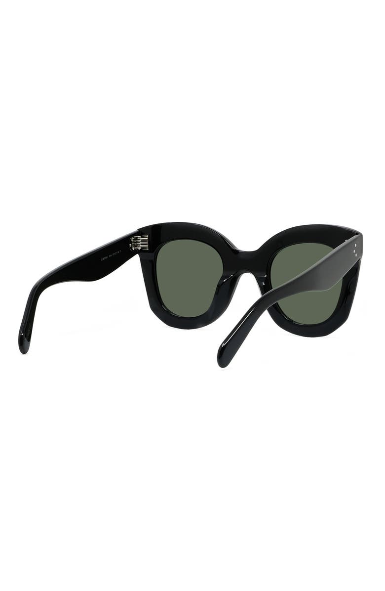 CELINE Special Fit 49mm Small Cat Eye Sunglasses, Alternate, color, Black/ Green