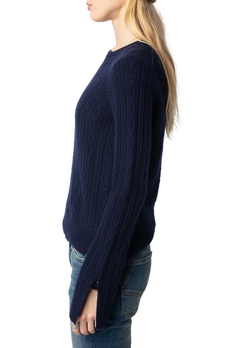 Zadig & Voltaire Jonasson Cable Knit Cashmere Sweater, Alternate, color, 